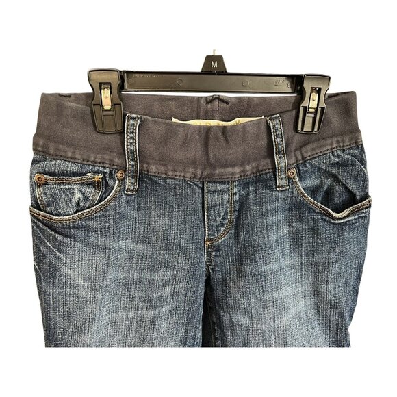 Old Navy Womens Maternity Capri Jeans ~Sz XS~Pull On Stretch Cuffed Hem ~L3 25 - Picture 3 of 8